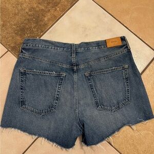 Edwin Dark Blue Denim Cutoff Shorts with Raw Hem